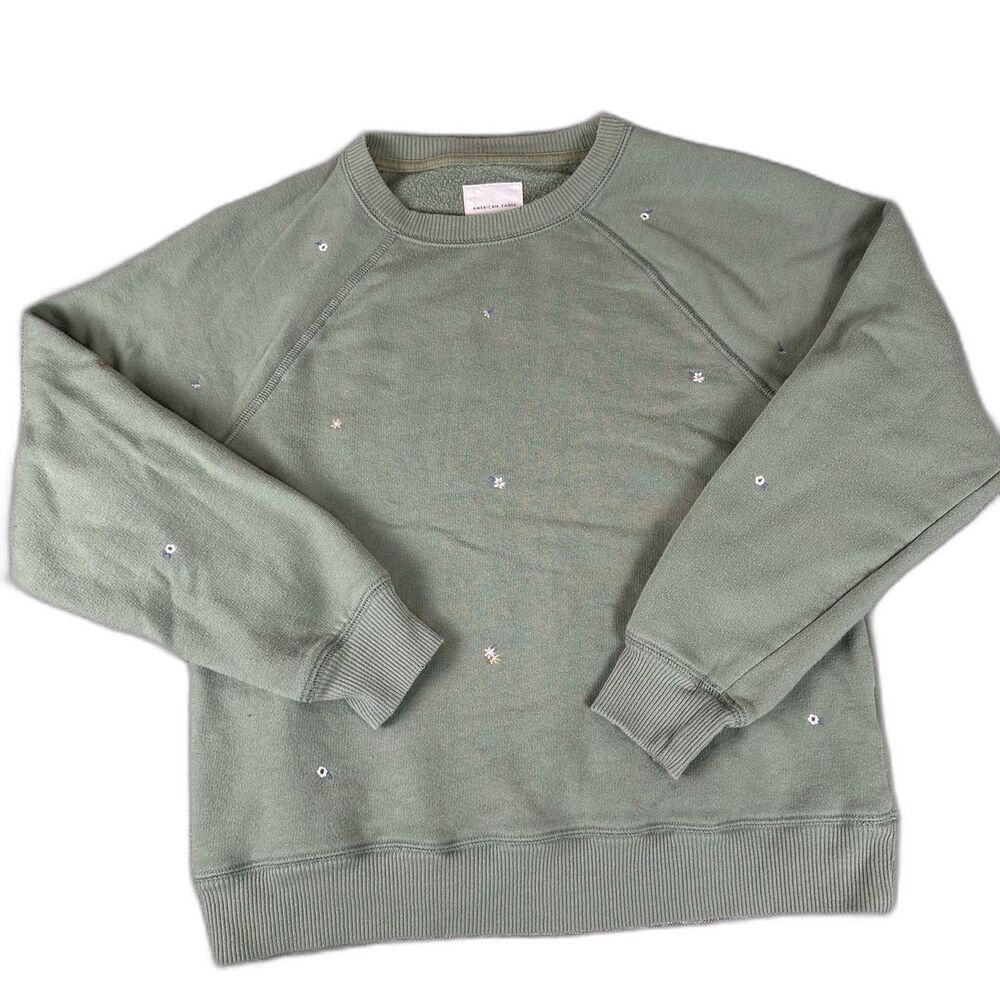 American Eagle Green Wild Flower Floral Sweatshirt Ladies XS Vintage Y2K